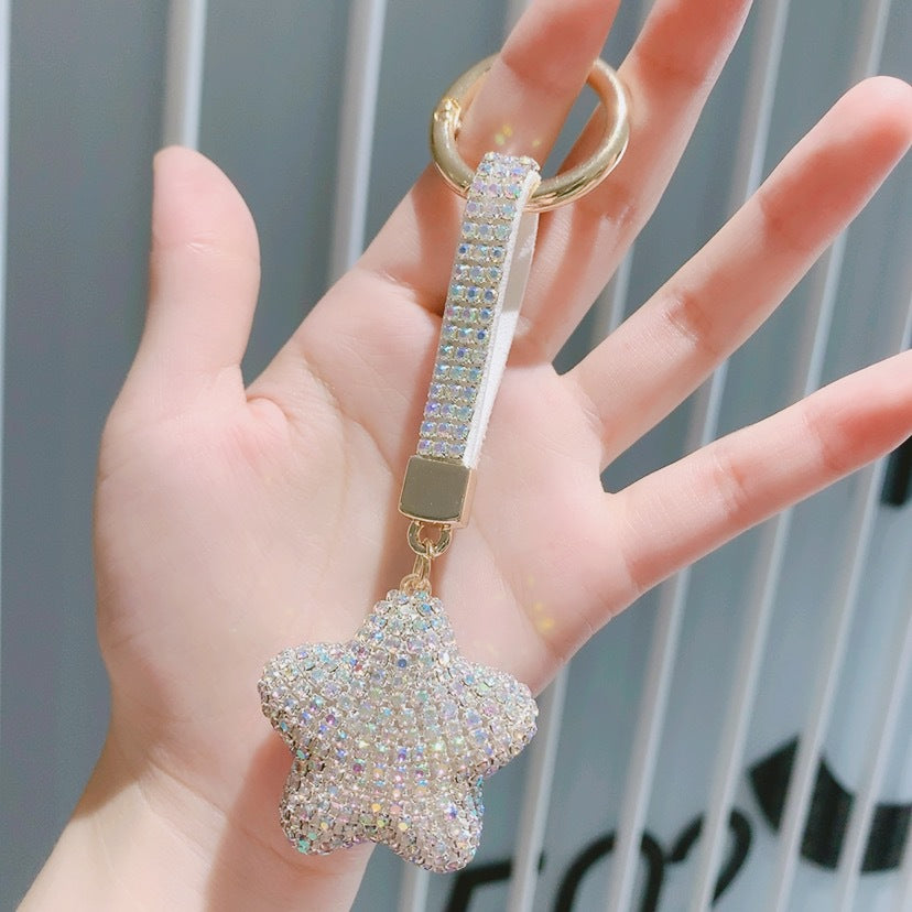 Wholesale Full Diamond Five Pointed Star Claw Chain Acrylic Keychains
